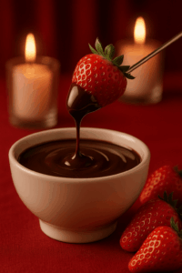 receita Fondue de Chocolate com Morangos - Sobremesa Romântica Clássica
