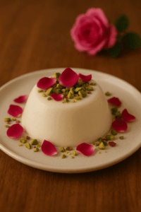 como fazer Panna Cotta de Rosas com Pistache